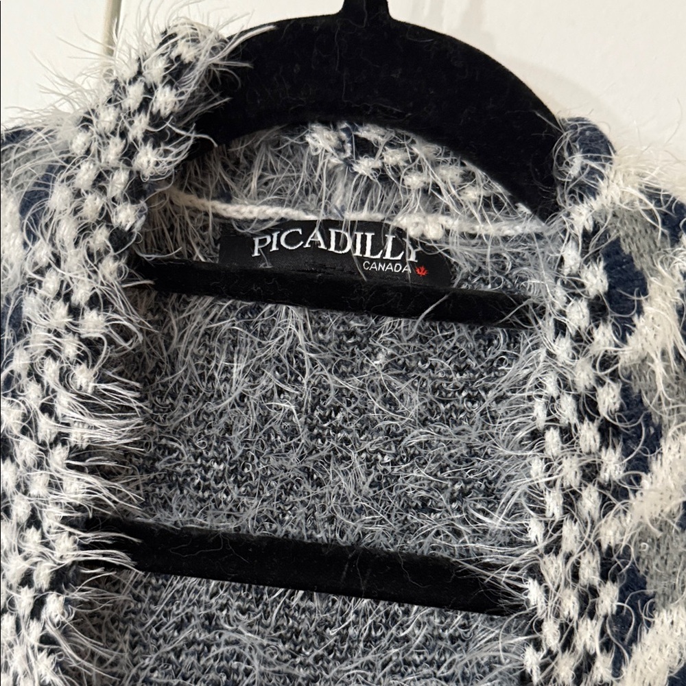 Picadilly Black and Gray Geometric Cardigan - Picture 6 of 9